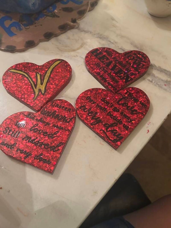 heart memorial coasters