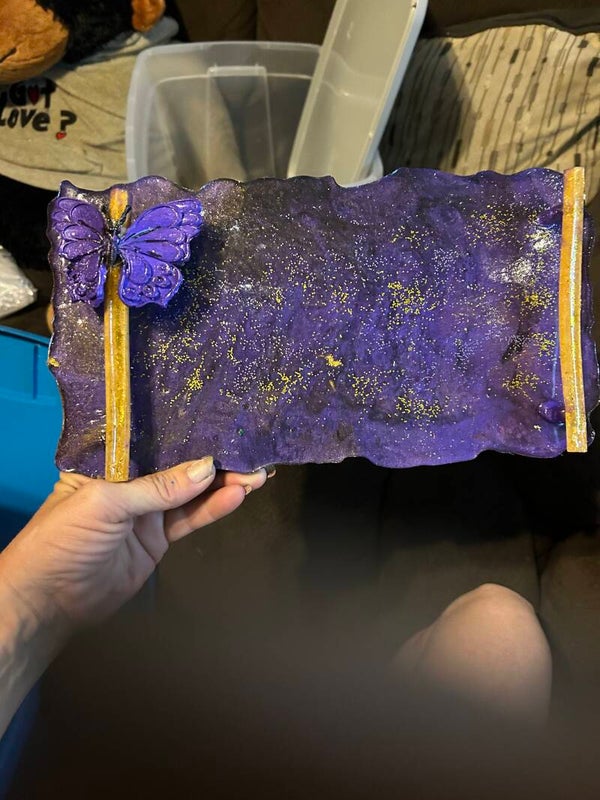 purple butterfly tray