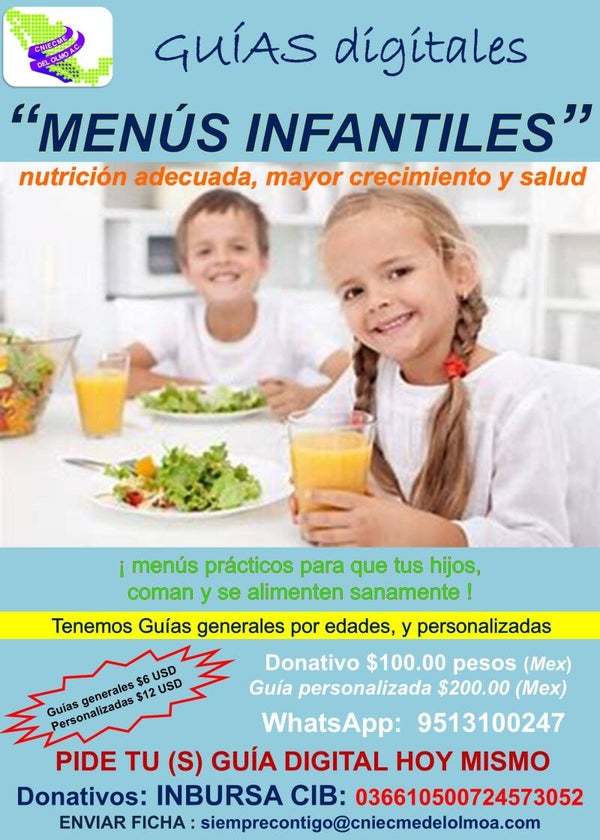 GUIAS DE MENUS PEDIATRICOS PERSONALIZADOS