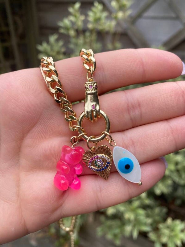 Candy bear gold chain necklace