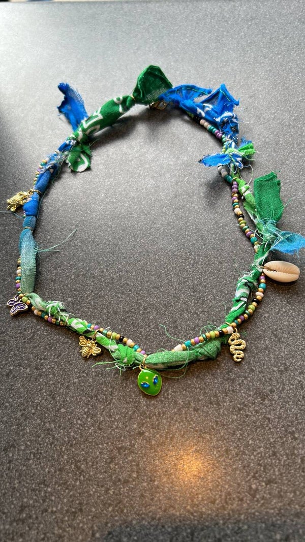 Bandana ketting groen/blauw