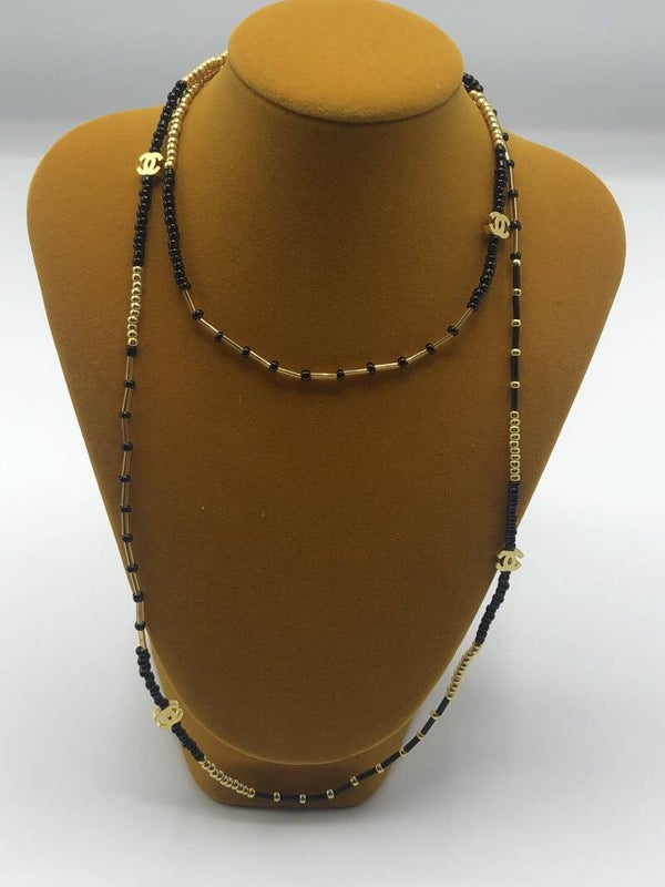 Long XXL necklace black& gold