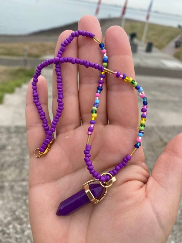 Purple stone necklace