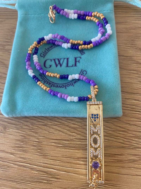 Mom necklace purple