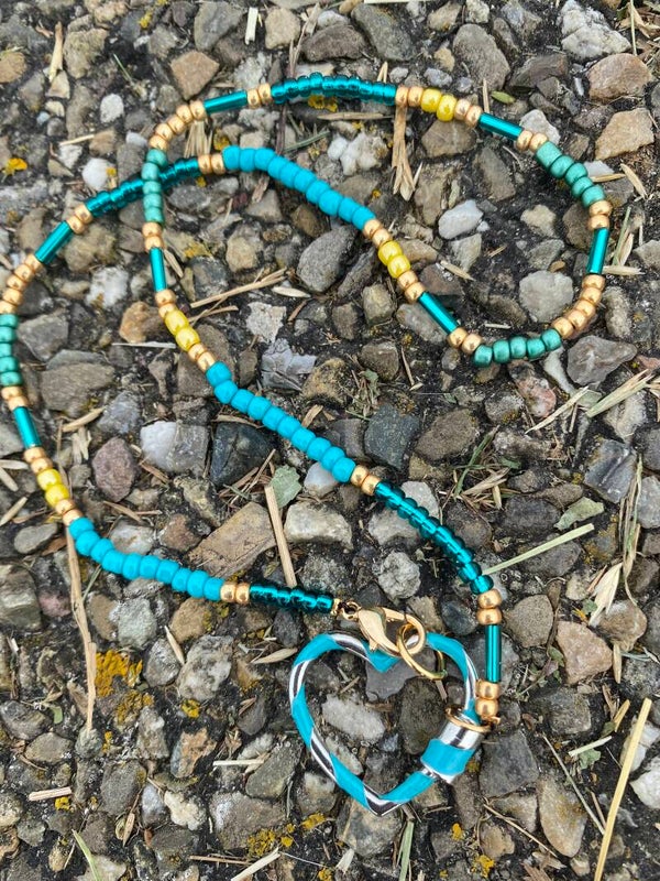 Heart necklace Blue