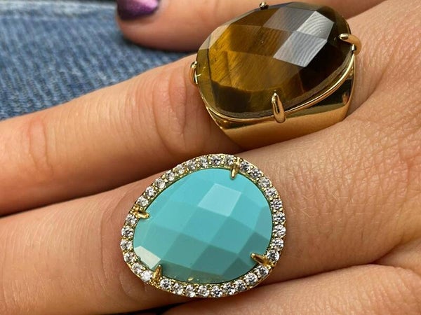 Turquoise strass stone ring
