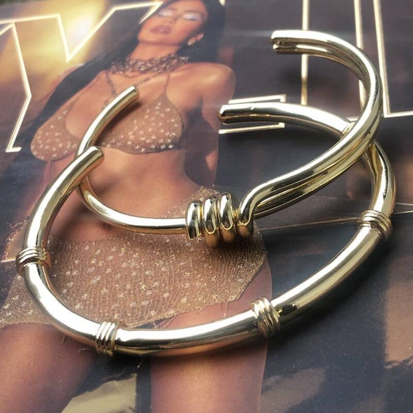 Lie goldplated slaver armbanden set van 2