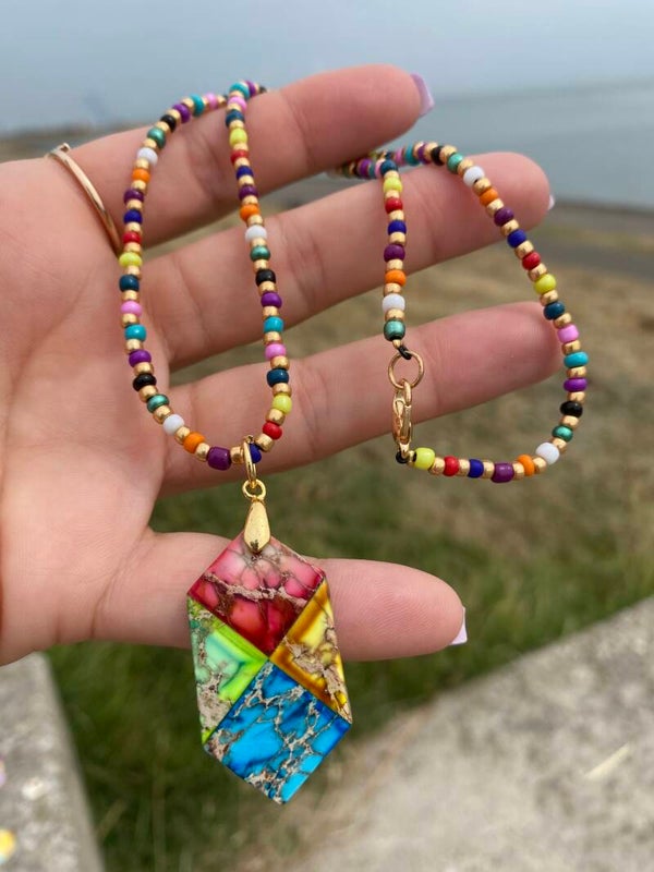 Colour stone multi necklace