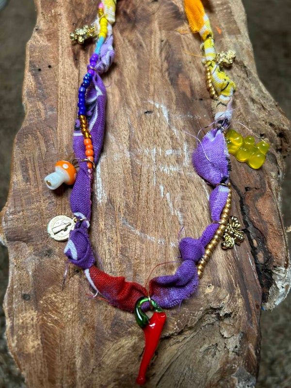 Bandana necklace paars