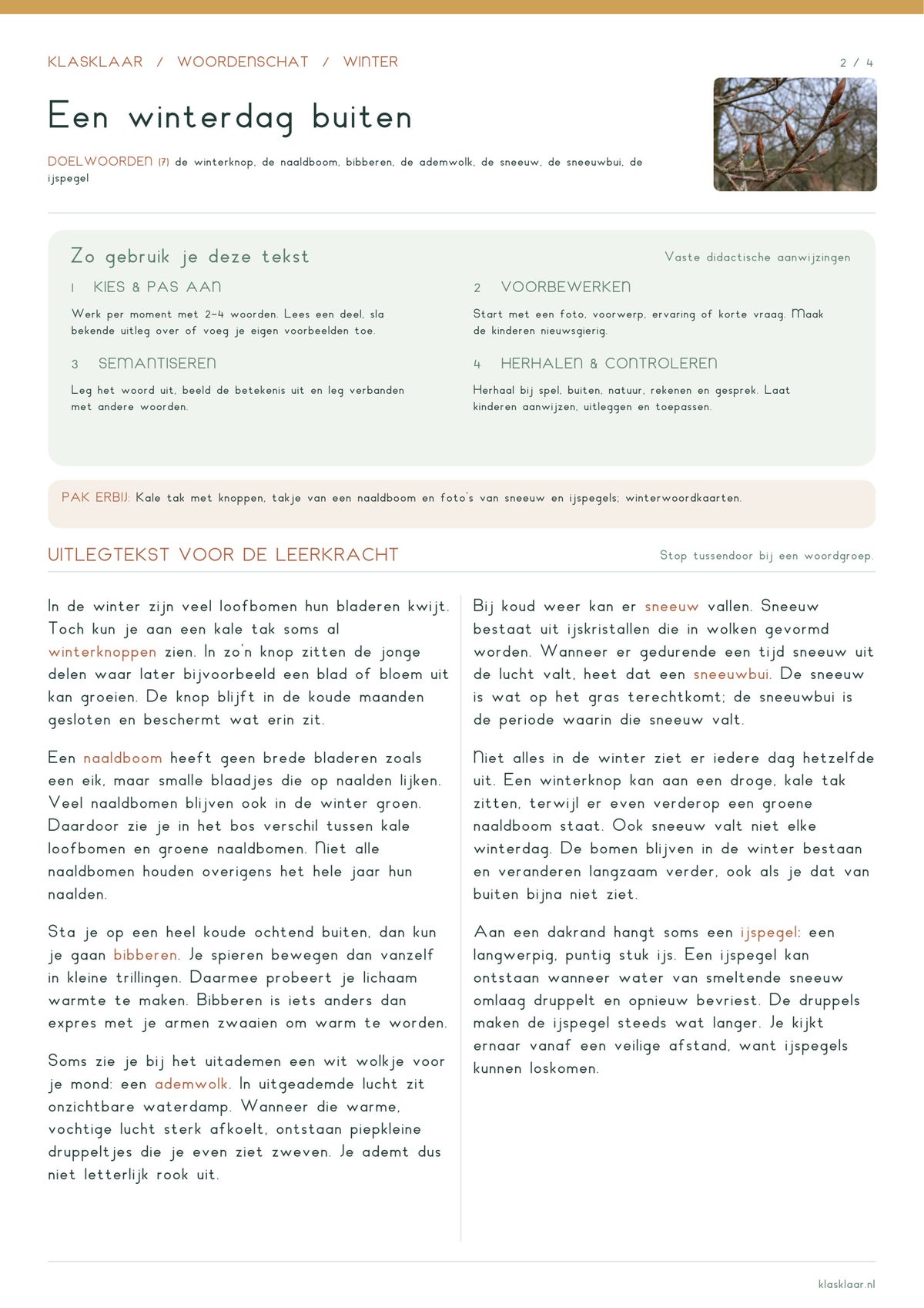 Woordenschat Winter / Woordenschat / Gr. 1/2 | Klasklaar
