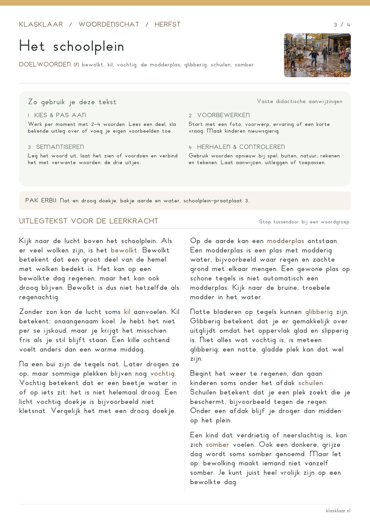 Woordenschat herfst / Woordenschat / Gr. 1/2 | Klasklaar