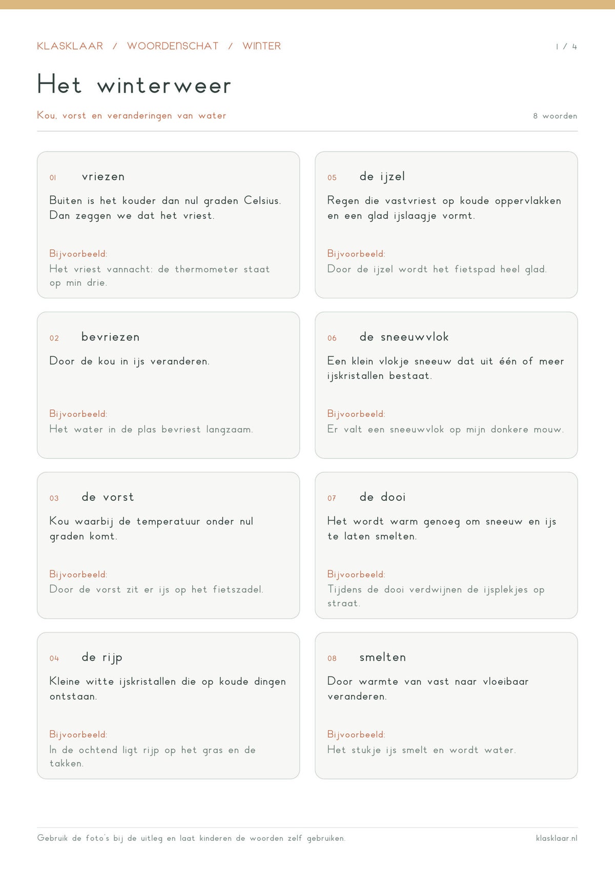 Woordenschat Winter / Woordenschat / Gr. 1/2 | Klasklaar