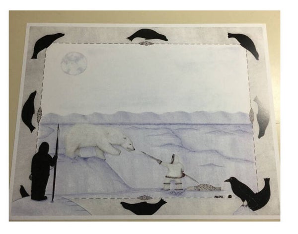 Inupiaq art print , Inupiaq artist Misak Kinneeveauk
