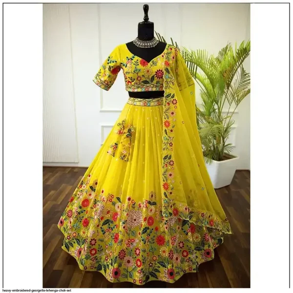 Yellow color Sequence Embroidery work Designer Lehenga Choli for Wedding