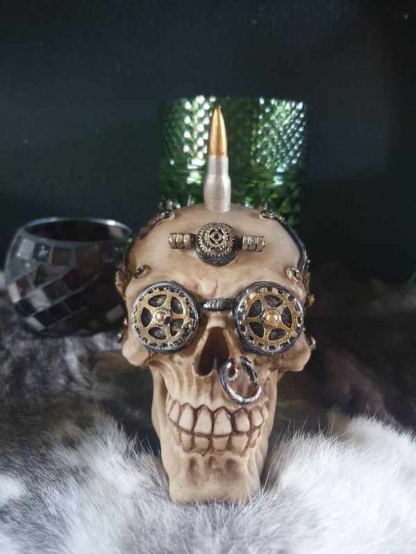 Steam Punk Schedel Mohican