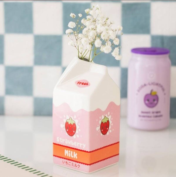 Strawberry Milk Karton Vaas