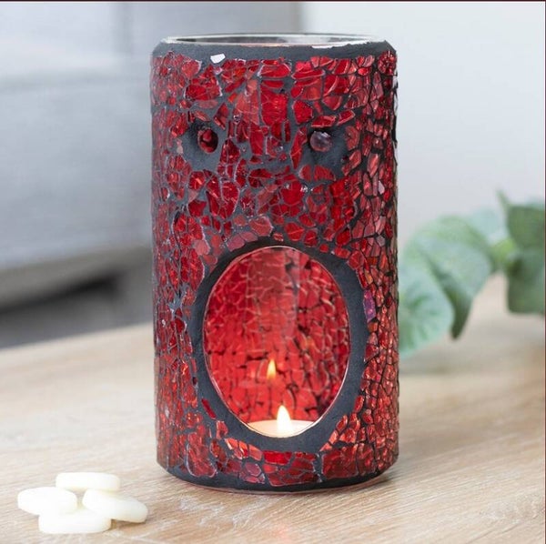 Red Pilar Crackle Glas Waxwarmer