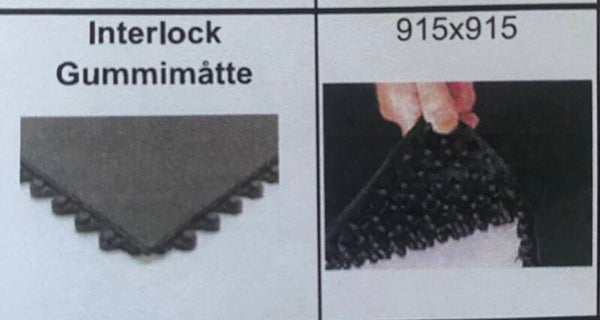 ErgoFloor interlock terracottarød oljebestandig gummimatte. 1,5 x 91,5 x 91,5 cm.