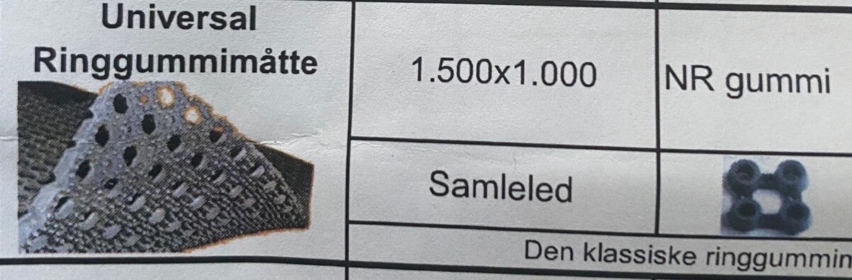ErgoFloor ringgummimatte 2,2 x 150 x 100 cm universal for sammenføying.
