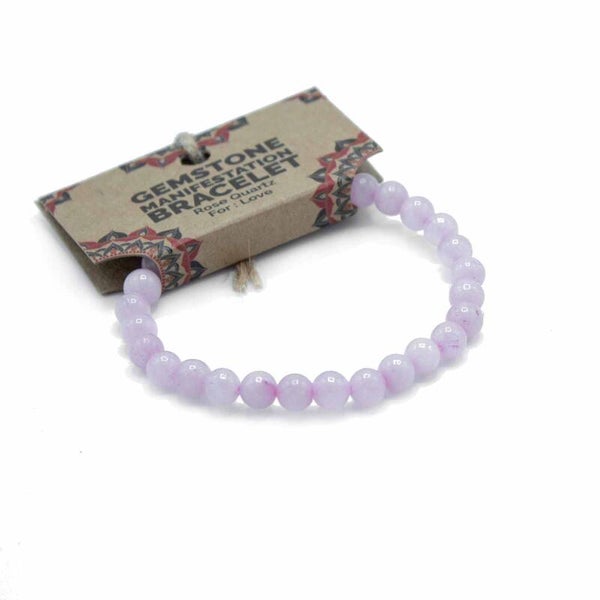Armband mit Edelsteinen zur Manifestation – Rosenquarz – Liebe Edelsteinarmband für Liebe & positive Intention