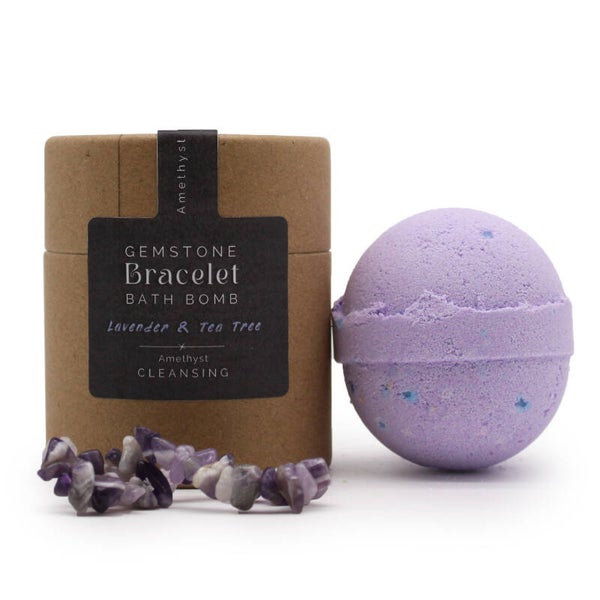 Badebombe mit Edelsteinarmband – Amethyst & Lavendel Spa-Erlebnis mit Überraschungsarmband