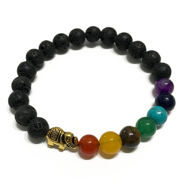 Chakra Armband Lavastein Elefant oder -Hamsa Chakra Duftschmuck & Energiearmband