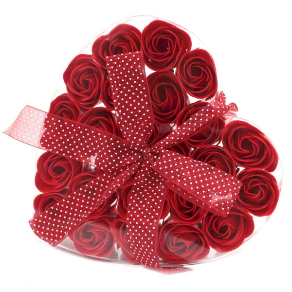Seifenblumen-Herzbox mit roten Rosen ❤️