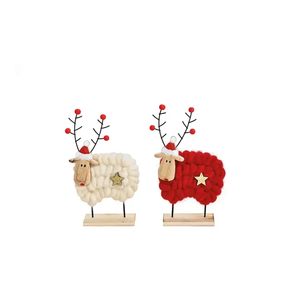 Kerstschaapjes textiel (B/H/T) 14x24x5cm