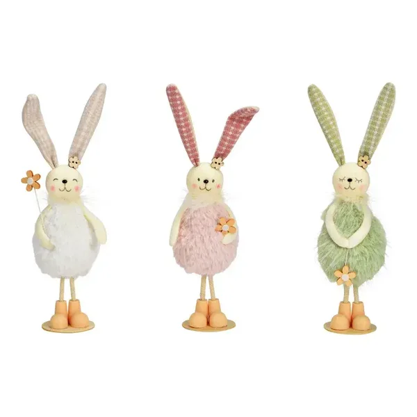 Konijntjes staand - roze/wit/groen