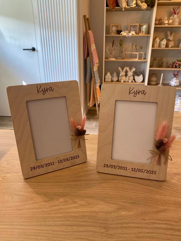 Houten kader met gravure