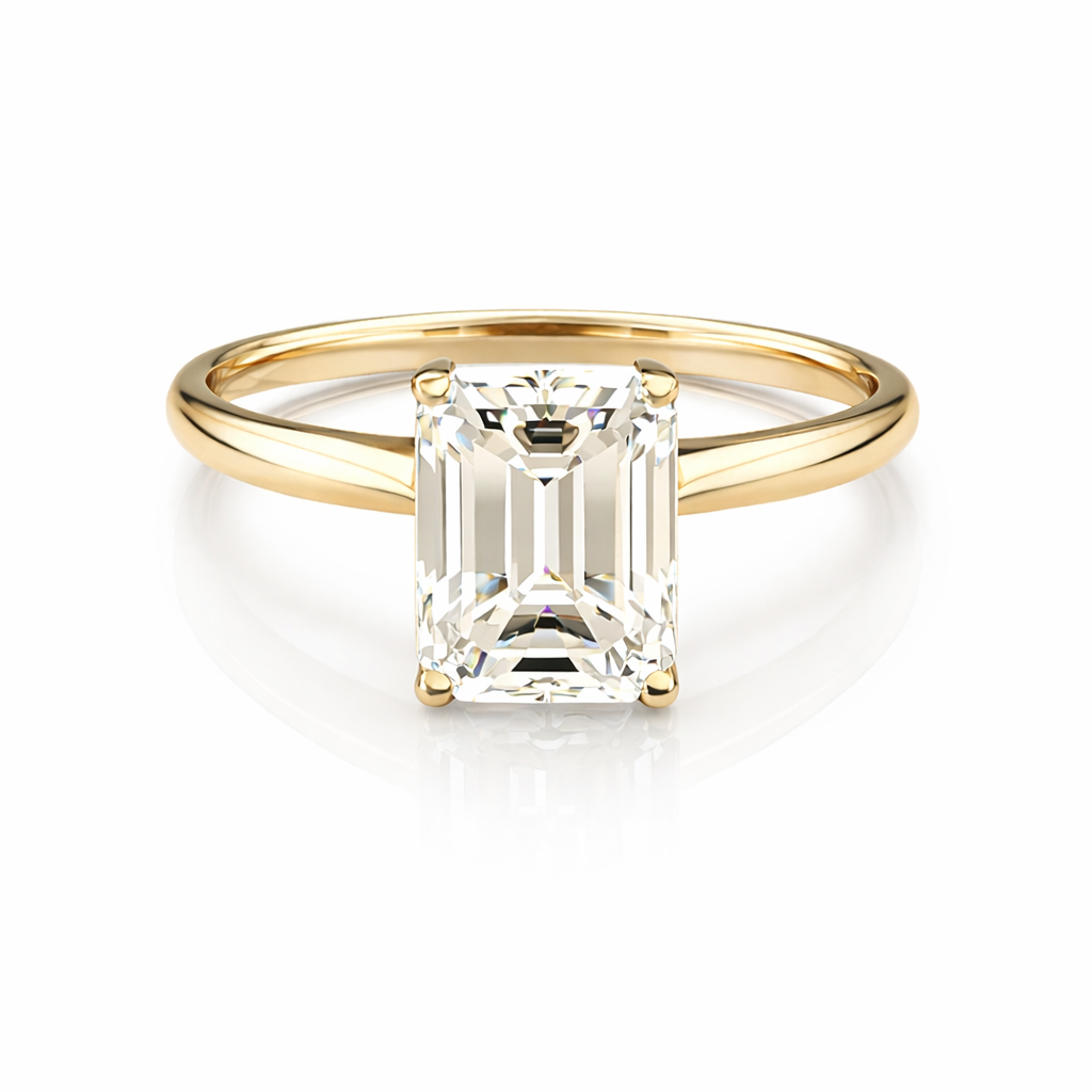14K Yellow Gold Ring with Emerald Cut Diamond – 2.55 ct | F Color | VS1 | 3.45 grams