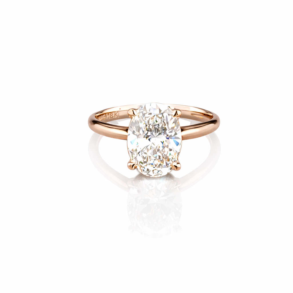14K Yellow Gold Ring with Oval Cut Diamond – 2.06 ct | F Color | VS1 | 3.73 grams