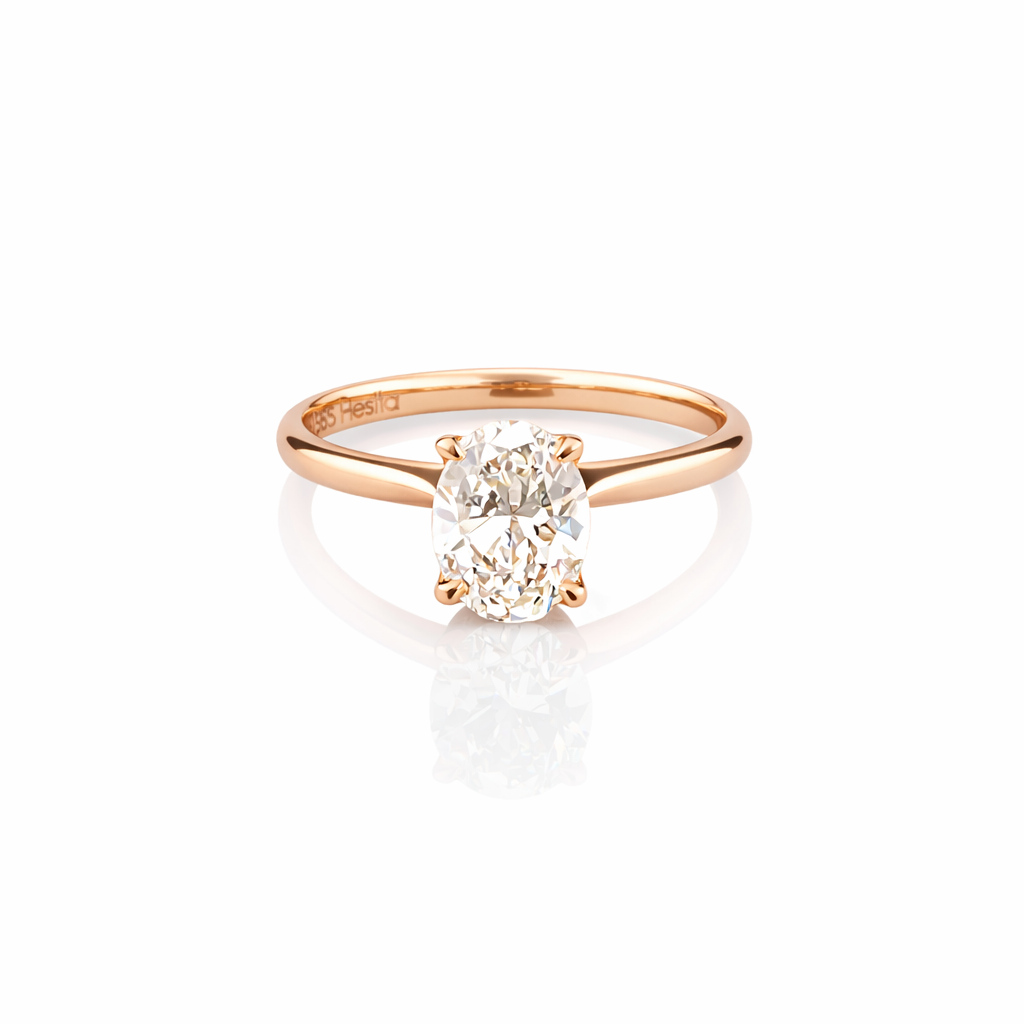 14K Rose Gold Ring with Oval Cut Diamond – 1.00 ct | G Color | VS1 | 2.68 grams