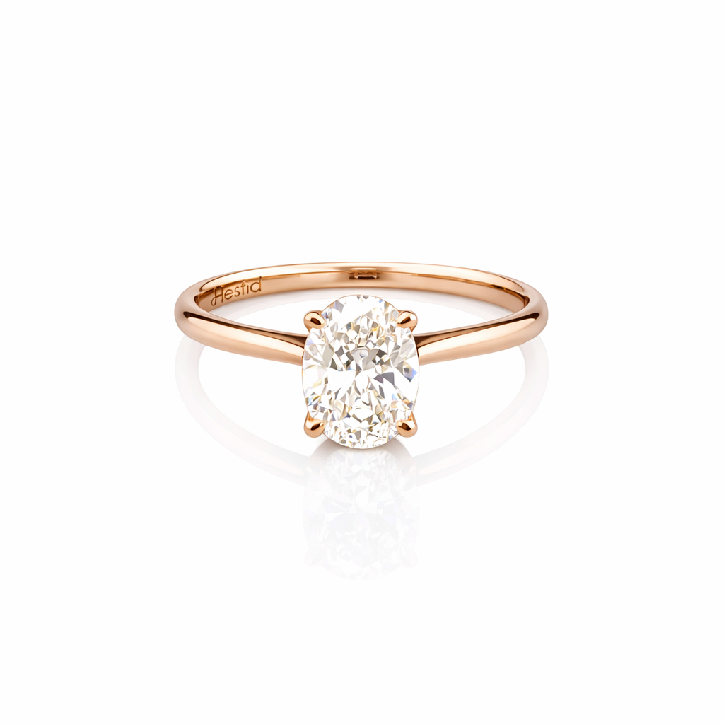 14K Rose Gold Ring with Oval Cut Diamond – 1.04 ct | G Color | VS2 | 2.72 grams
