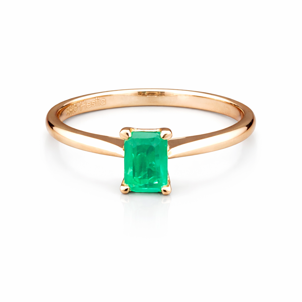 14K Yellow Gold Ring with Emerald Cut Emerald – 0.50 ct | 2.33 grams