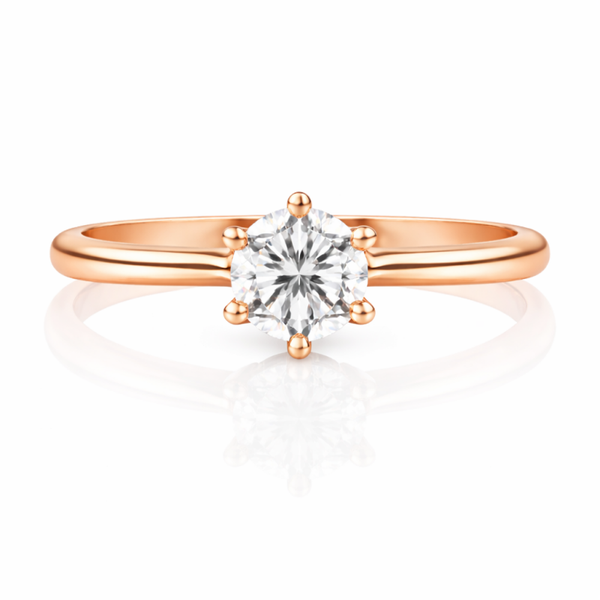 14K Rose Gold Ring with Round Brilliant Cut Diamond – 0.50 ct | F Color | VS | 2.86 grams