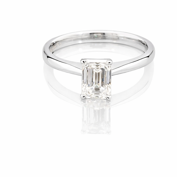 14K White Gold Ring with Emerald Cut Diamond – 1.03 ct | F Color | VS1 | 2.52 grams