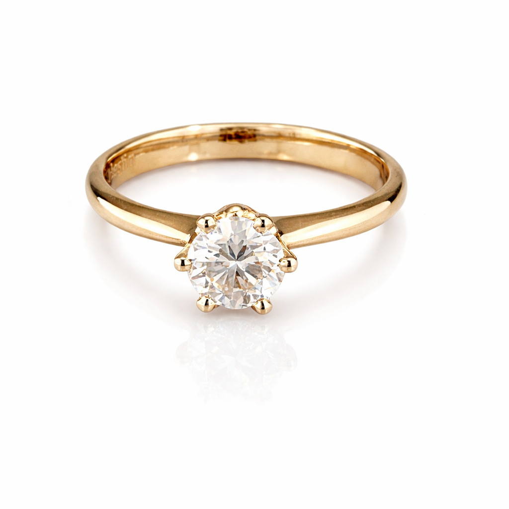 14K Yellow Gold Ring with Round Brilliant Cut Mezonit – 0.70 ct | 2.55 grams
