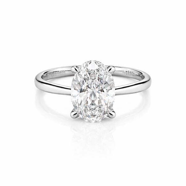 14K White Gold Ring with Oval Cut Diamond – 3.00 ct | D Color | VS1 | 4.24 grams
