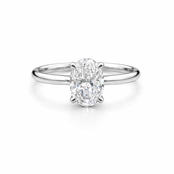 14K White Gold Ring with Oval Cut Diamond – 1.09 ct | D Color | VVS2 | 2.71 grams