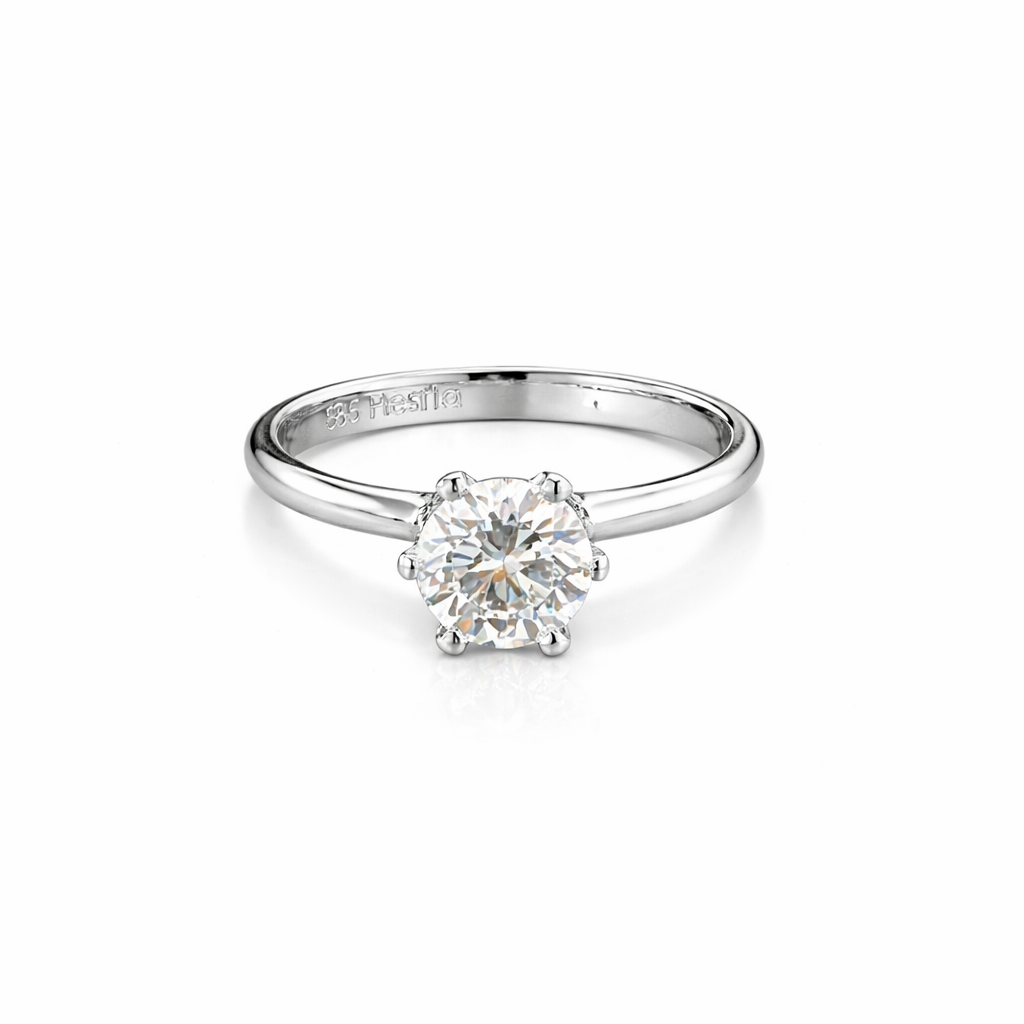14K White Gold Ring with Round Brilliant Cut Diamond – 1.03 ct | E Color | VS1 | 3.00 grams