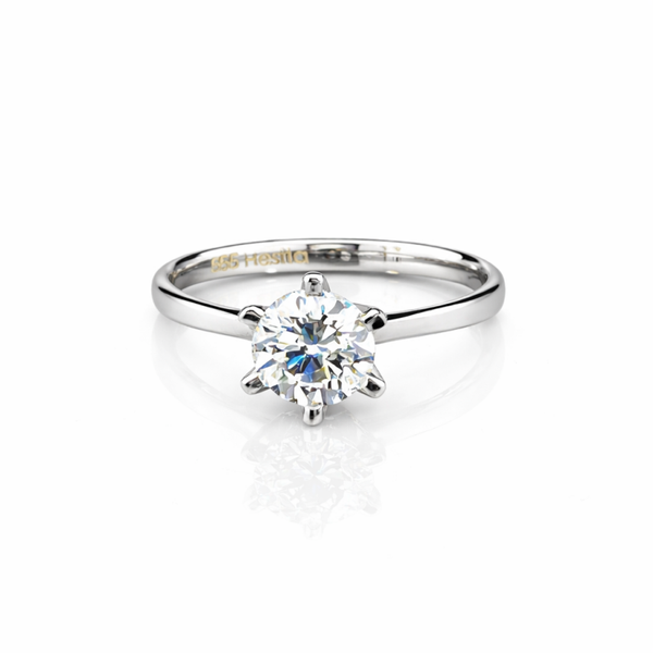 14K White Gold Ring with Round Brilliant Cut Diamond – 1.06 ct | G Color | VS1 | 2.64 grams