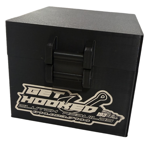 2 Disc Clutch Storage Box - Get Hooked Logo
