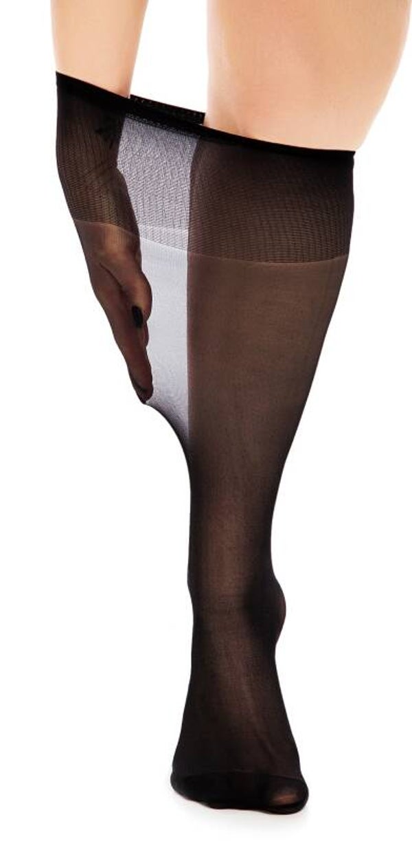 Glamory extra wijde panty 20 den kniekousjes one size zwart