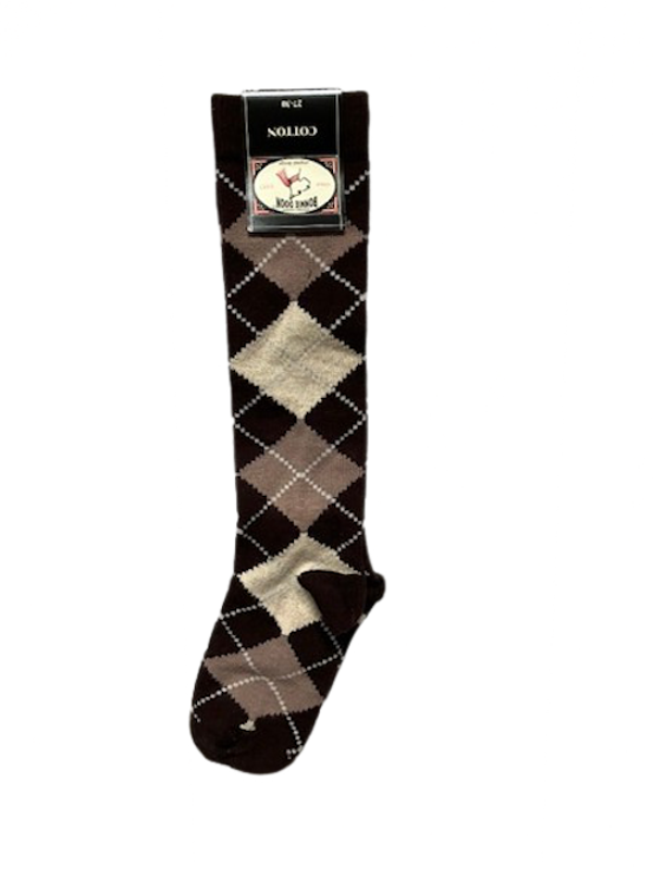 Bonnie Doon argyle kniekousen maat 27/30 dark brown