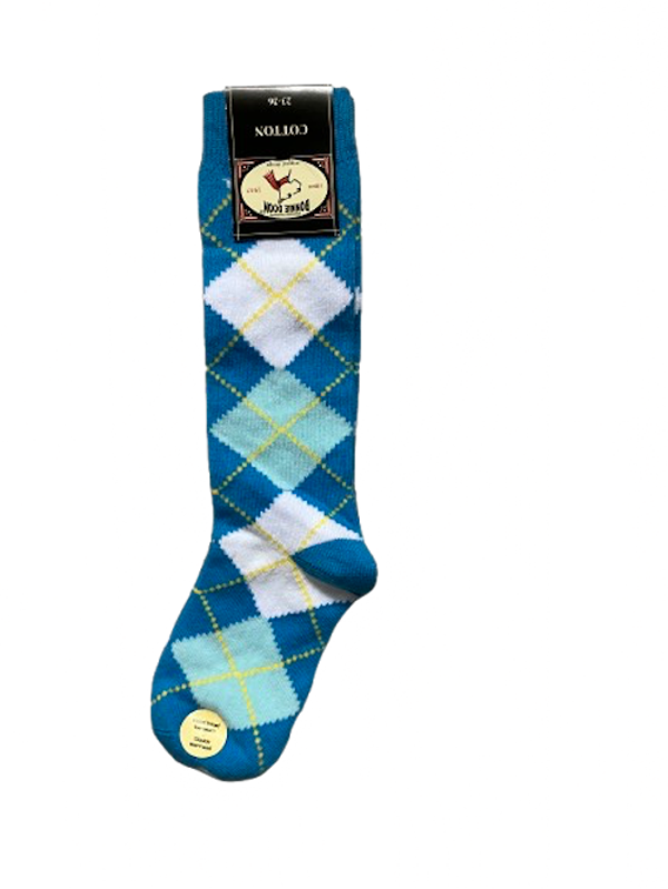 Bonnie Doon argyle kniekousen maat 23/26 aqua blue