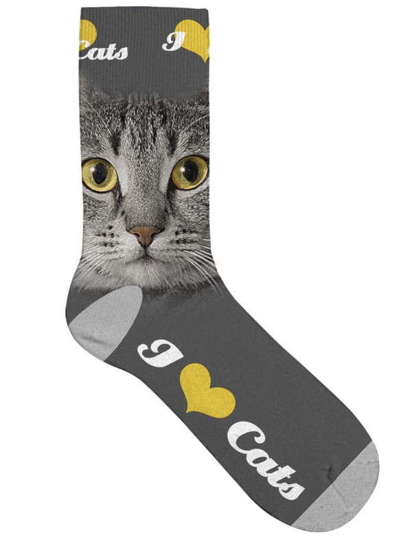 Grey cat eyes pet socks maat 31/36