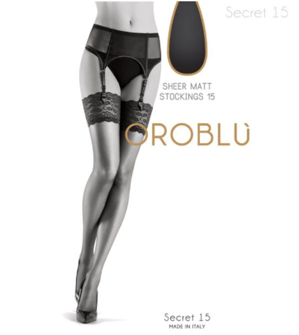 Oroblu sheer matt stockings secret 15 den maat S zwart