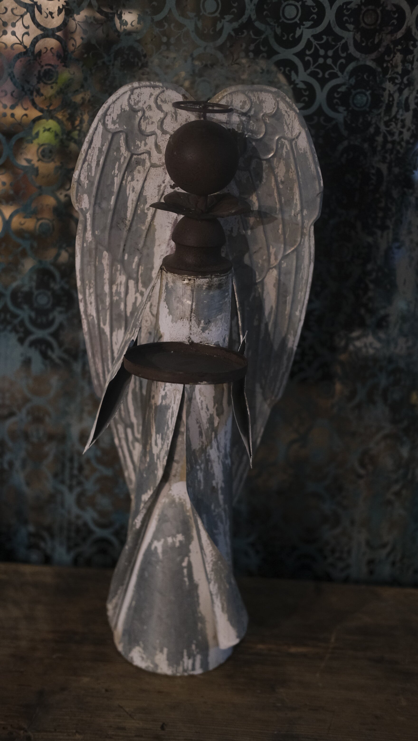 Świecznik Anioł z metalu