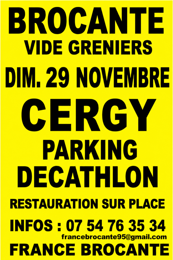 BROCANTE DE CERGY  - Parking  DECATHLON - 29/11/2026